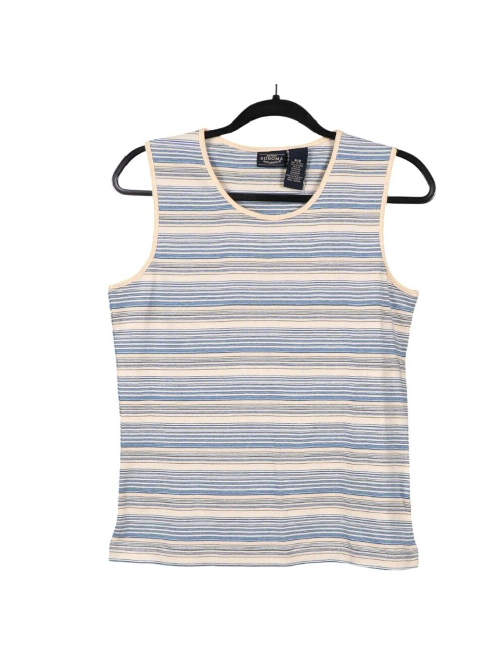 Sonoma Striped Tank M Womens Blue Yellow NEW Cotton Sleeveless Summer Basics
